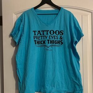 Tattoos Pretty Eyes Thick Thighs T Shirt Size 2X